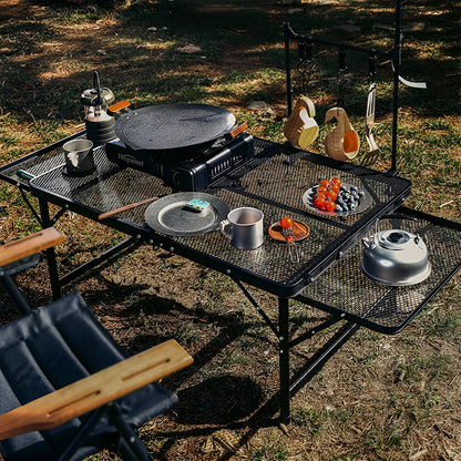 Outdoor Portable Height-Adjustable Folding Camping Table