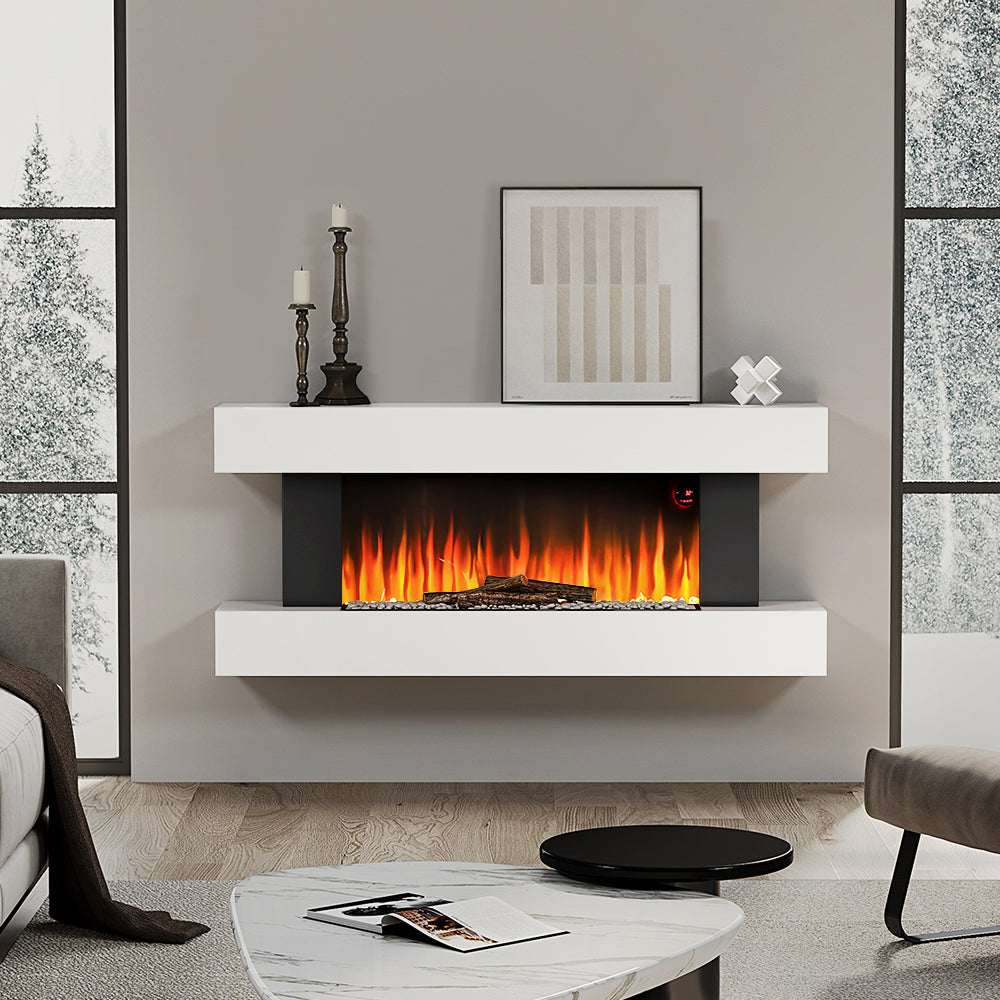 52 Inch Contemporary Wall Mounted Electric Fire Mantel