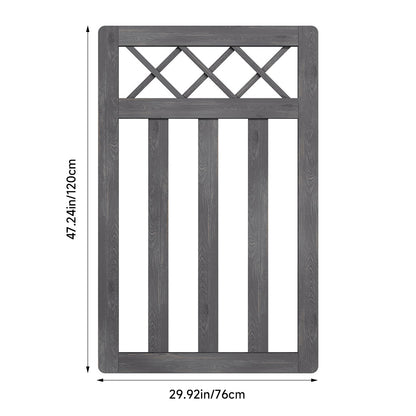 2.5 x 4 ft Outdoor Cross Top Wooden Garden Gate Pedestrian Fence Yard Door