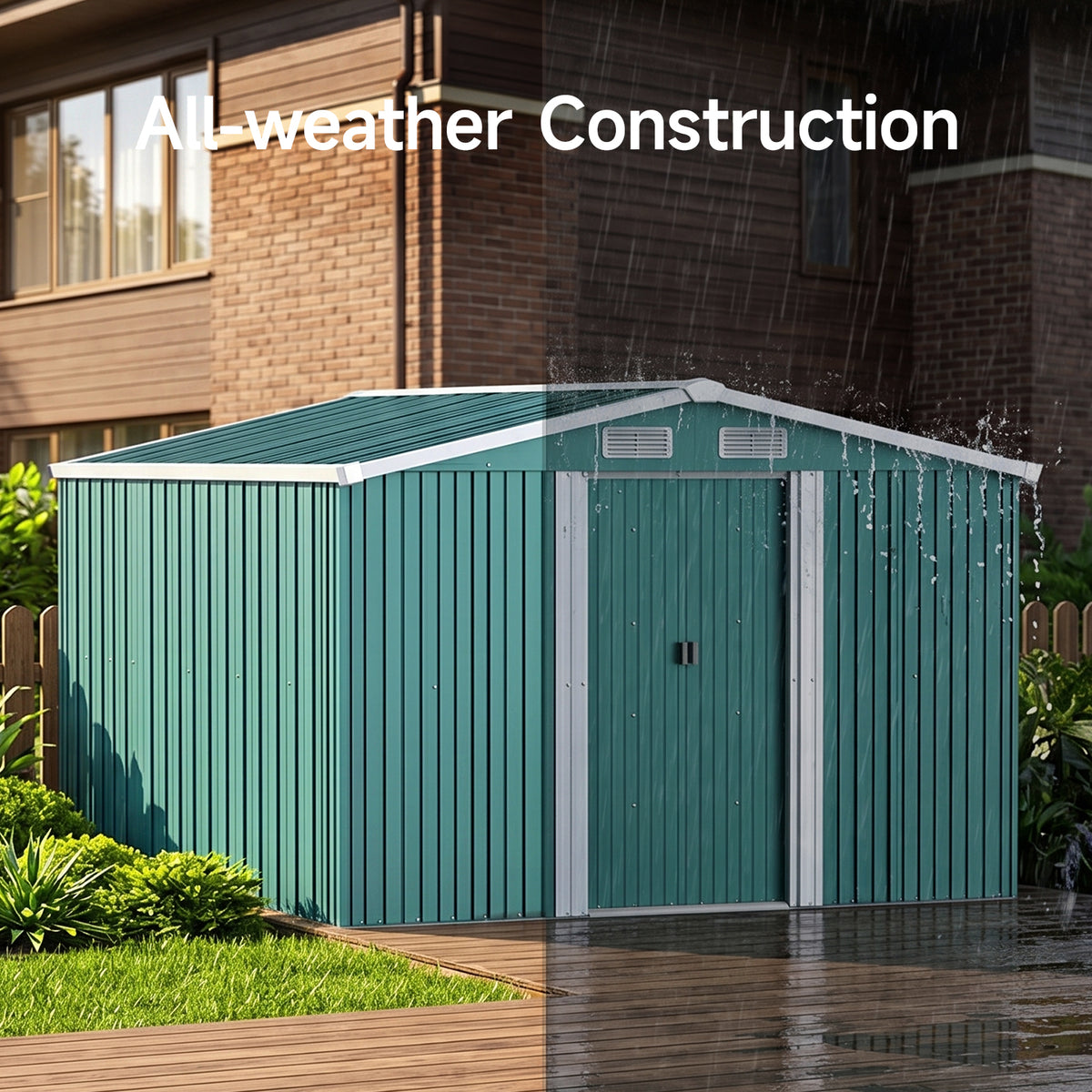 10x8 FT Large Metal Garden Tool Storage Shed