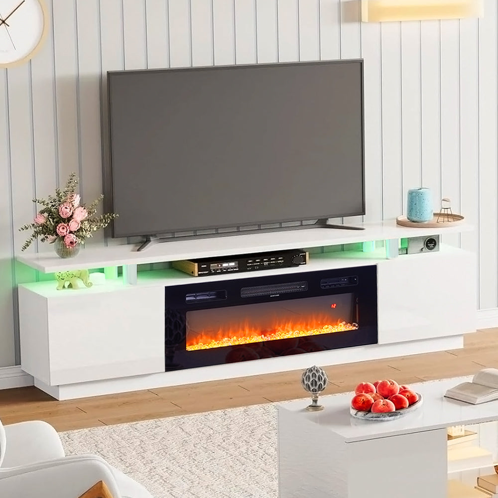 Recessed Electric Fireplace TV Stand with Remote Control