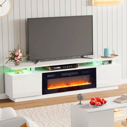 Recessed Electric Fireplace TV Stand with Remote Control