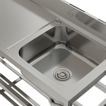 Stainless Steel One Compartment Sink with Shelves