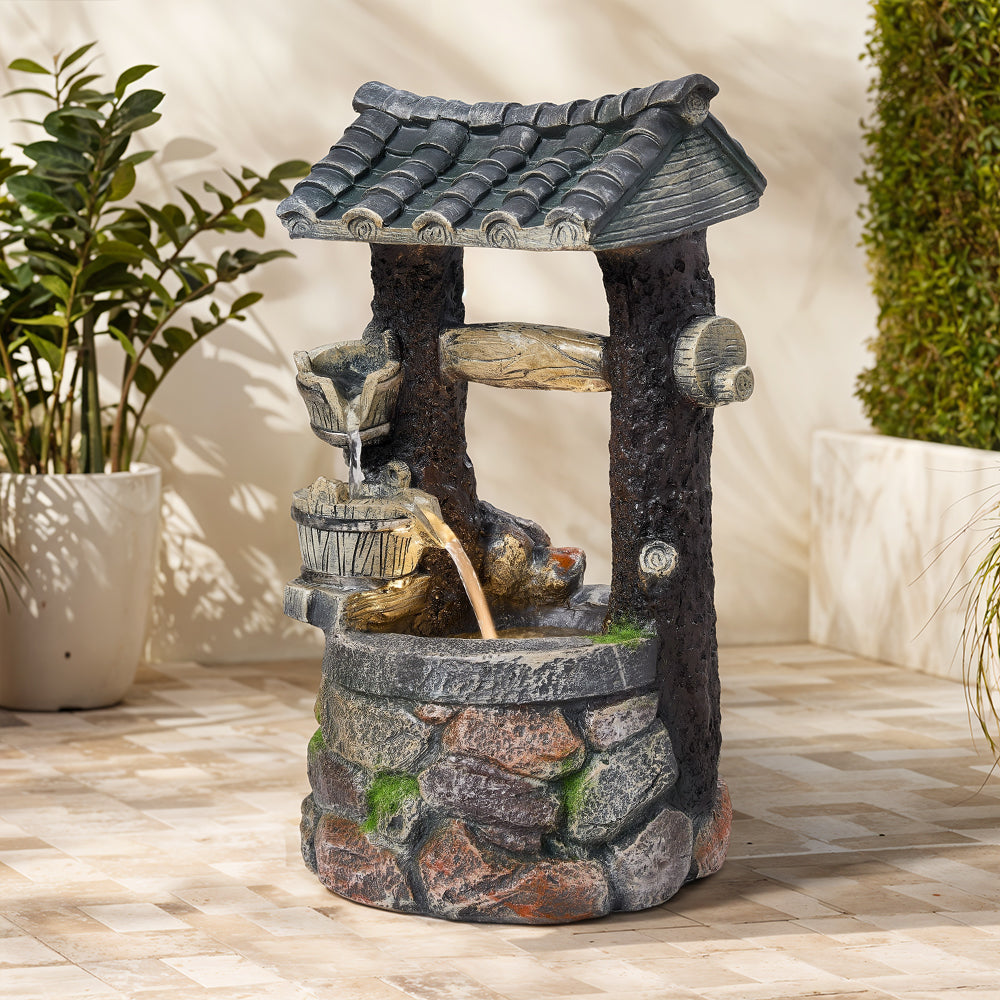 Solar Garden Water Fountain with Cascading Water Feature