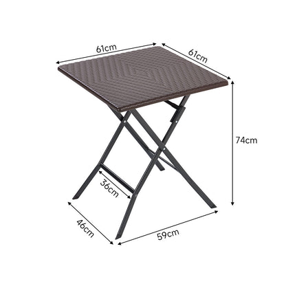Square Rattan Folding Outdoor Bistro Table