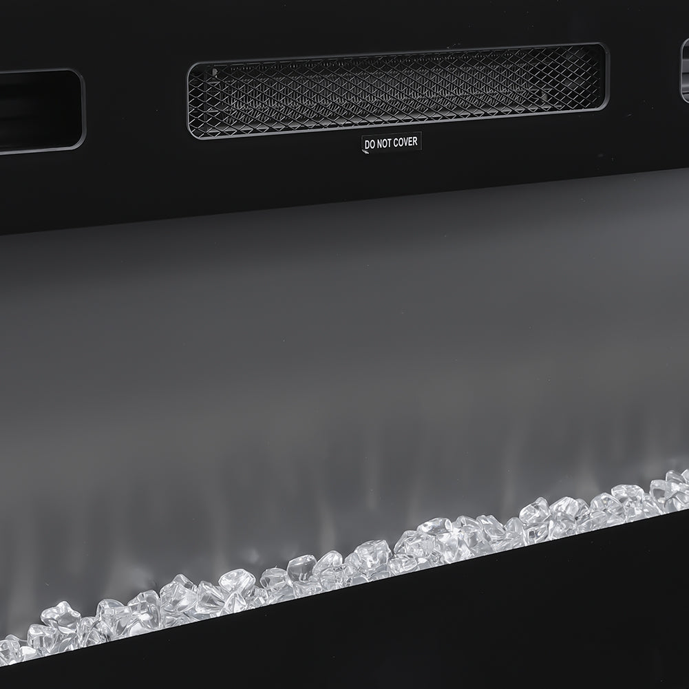 Recessed Electric Fireplace TV Stand with Closed Storage