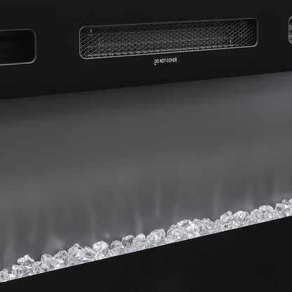 Recessed Electric Fireplace TV Stand with Closed Storage