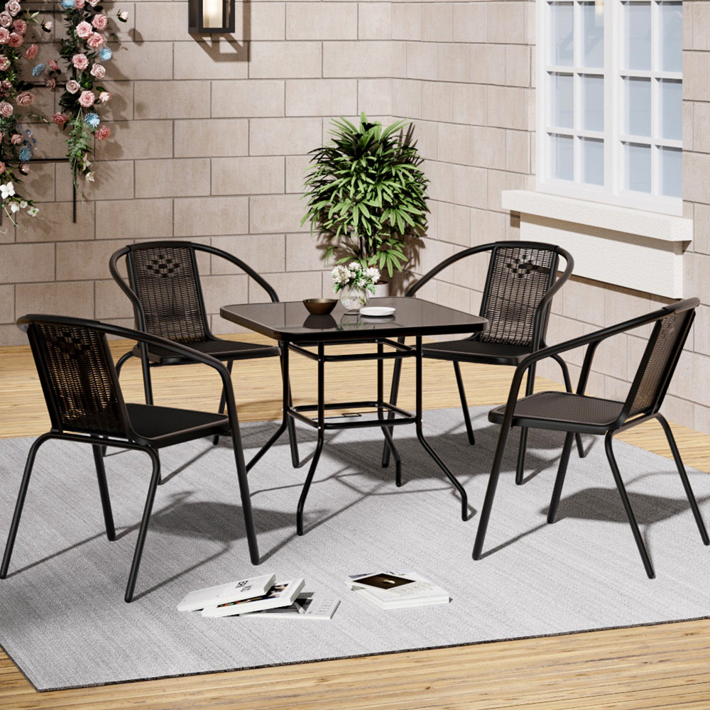 2/4Pcs Garden Dining Chairs with Square Table