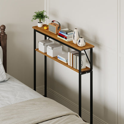 Slim Console Table Entryway 2-Tier Table with Adjustable Feet