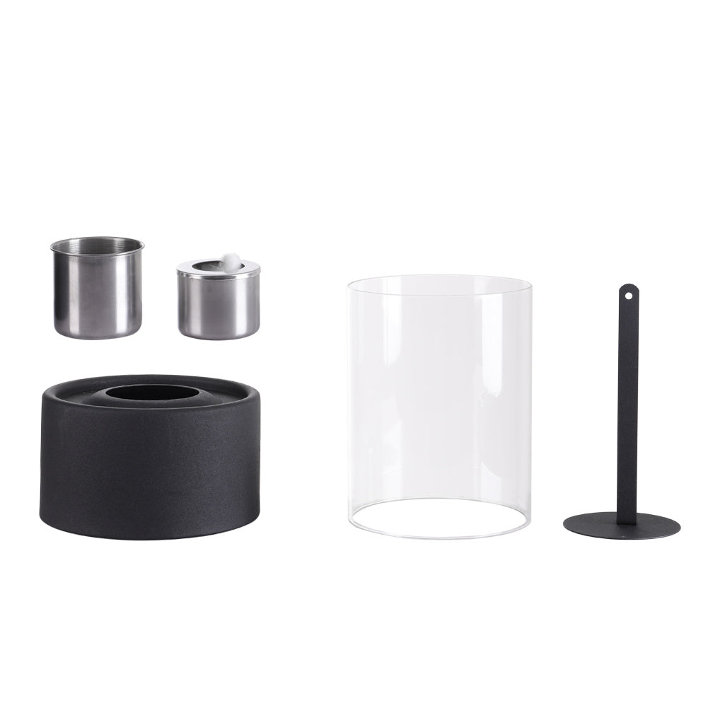 Round Freestanding Tabletop Ventless Ethanol Fireplace with Glass Screen