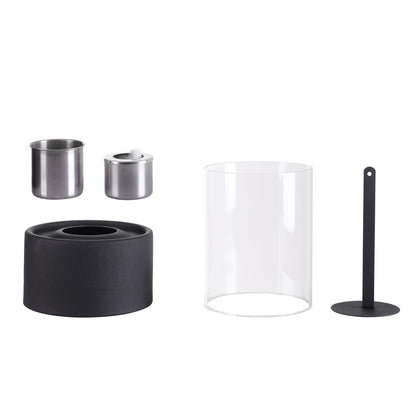 Round Freestanding Tabletop Ventless Ethanol Fireplace with Glass Screen