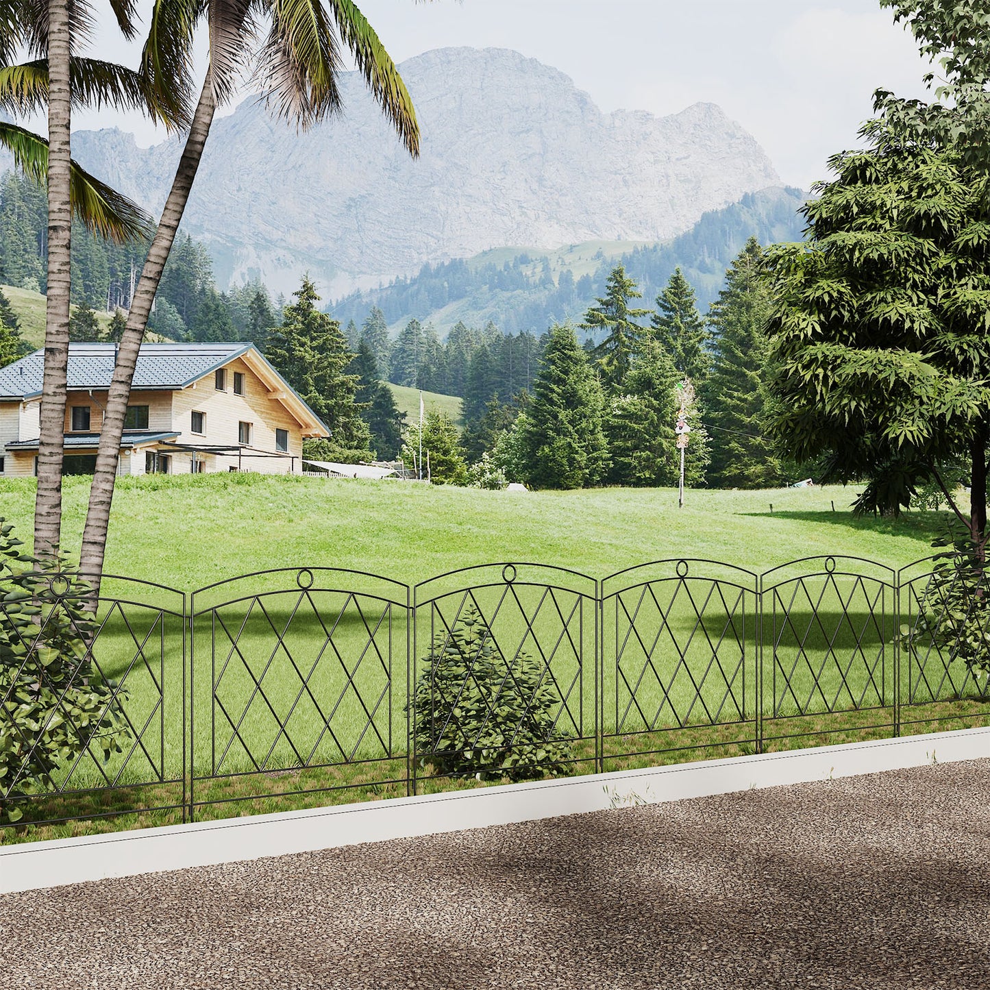 5 Pack Black Metal Garden Border Fence Panels