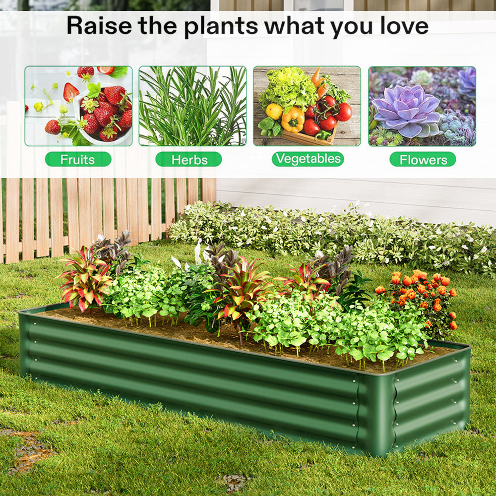 Green Galvanized Steel Raised Garden Bed