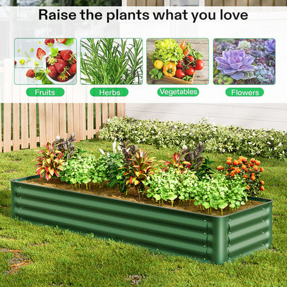 Green Galvanized Steel Raised Garden Bed