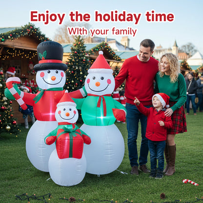 6ft Christmas Inflatable Snowman Family Decorations with LED Lights