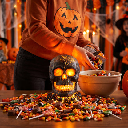 Battery-Operated Halloween Lava Skull Flame Light
