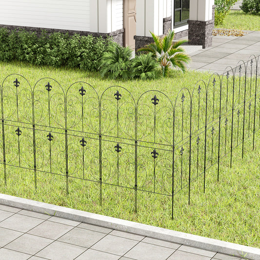 10-Panel Metal Arched Garden Fence Yard Borders Decor Set