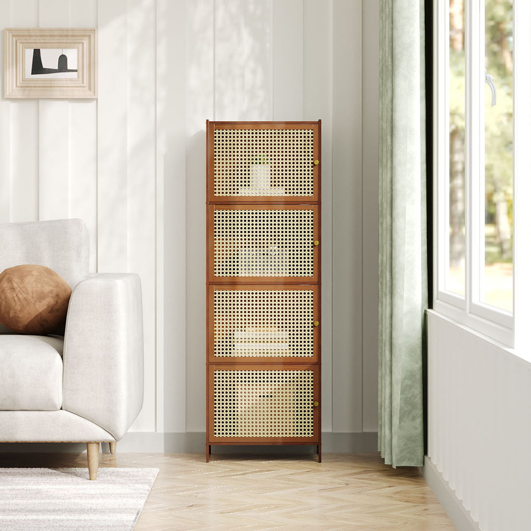 Narrow Bookcase Storage Cabinet with Doors