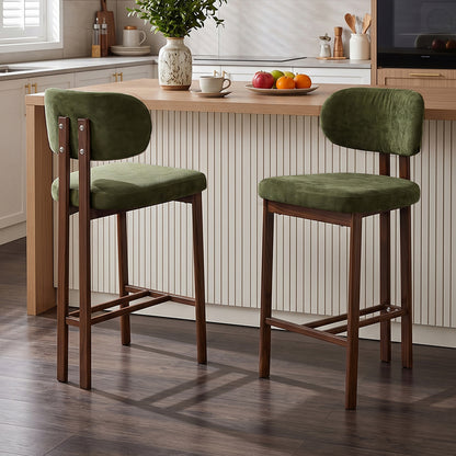 Set of 2 Upholstered Bar Stools