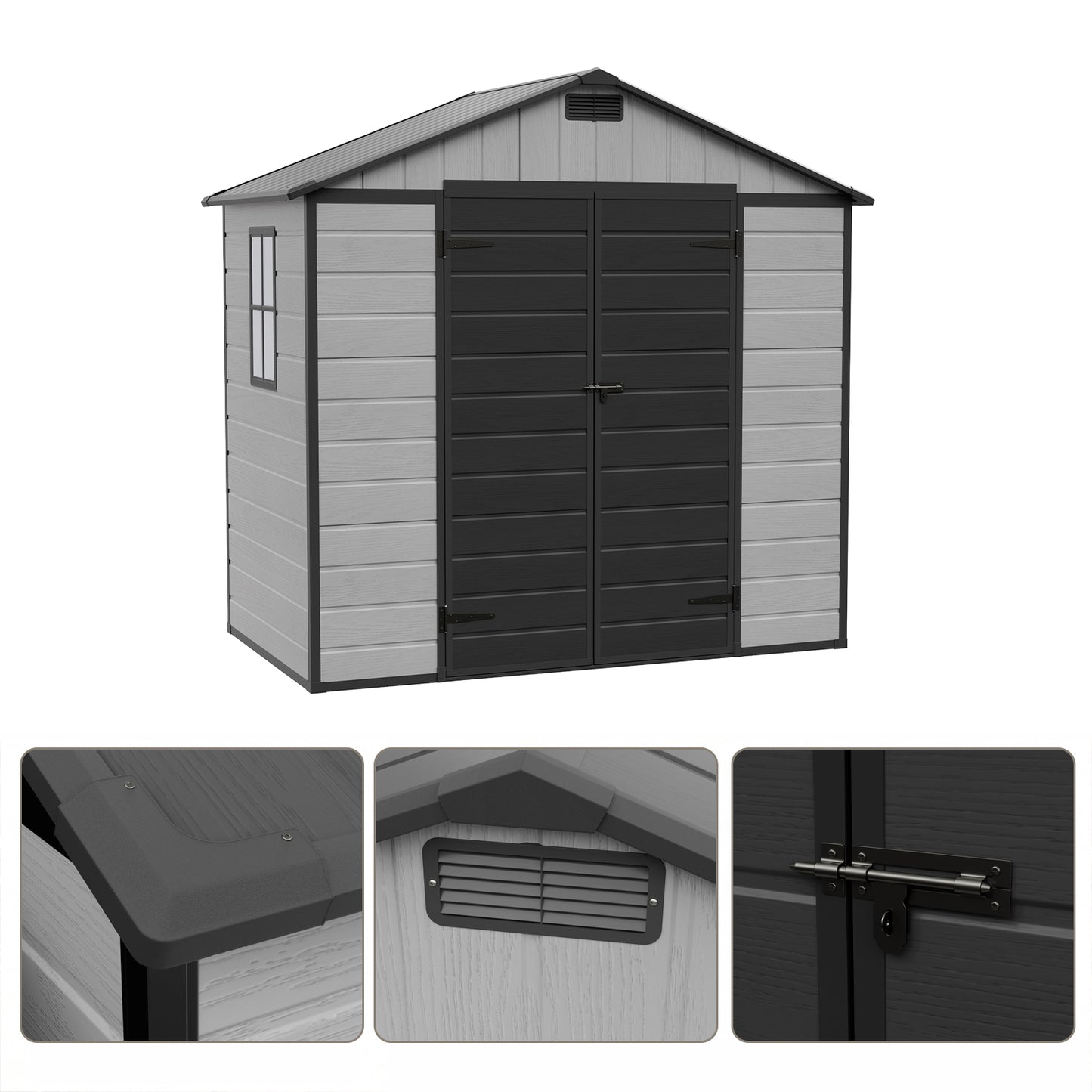 8x4 FT Large Garden Storage Shed