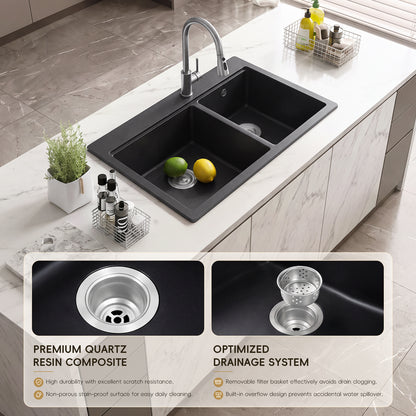 Modern Quartz Resin Composite Kitchen Sink with Waste Kit