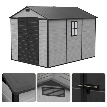 8x10FT Plastic Garden Storage Shed with Lockable Door