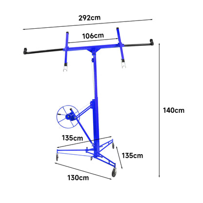 11 Ft Plasterboard Lifter with Rolling Casters Panel Hoist