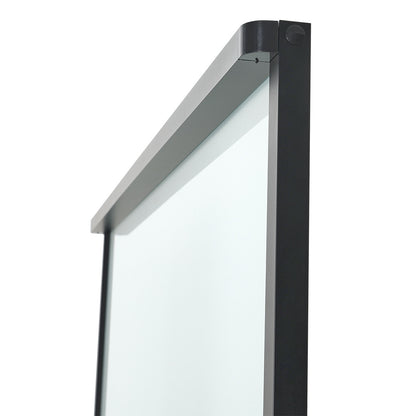 Clear and Smooth Glass Black Barn Door with Sliding Hardware Kit