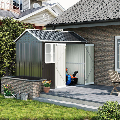 8.3 x 5.4ft Metal Apex Roof Garden Shed Outdoor Storage House
