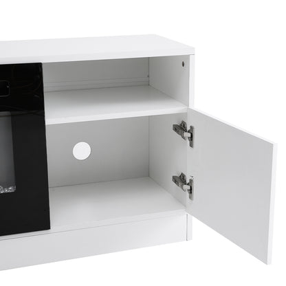 Recessed Electric Fireplace TV Stand with Closed Storage