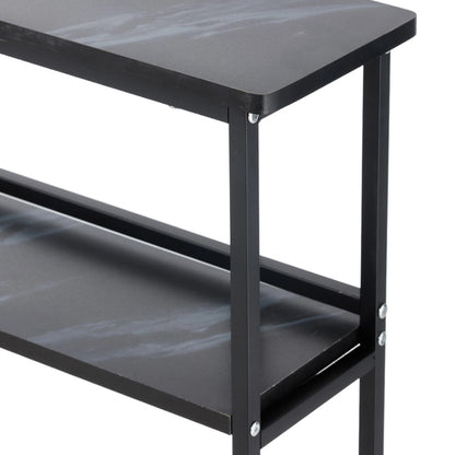 2-Tier Narrow Marble-Effect Console Table