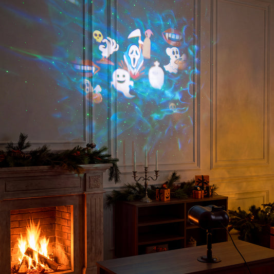 16W 10-LED Projector Light with Laser Star Effect & 10 Interchangeable Festive Slides