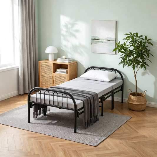 Metal Folding Bed Frame With Secure Buckle Design