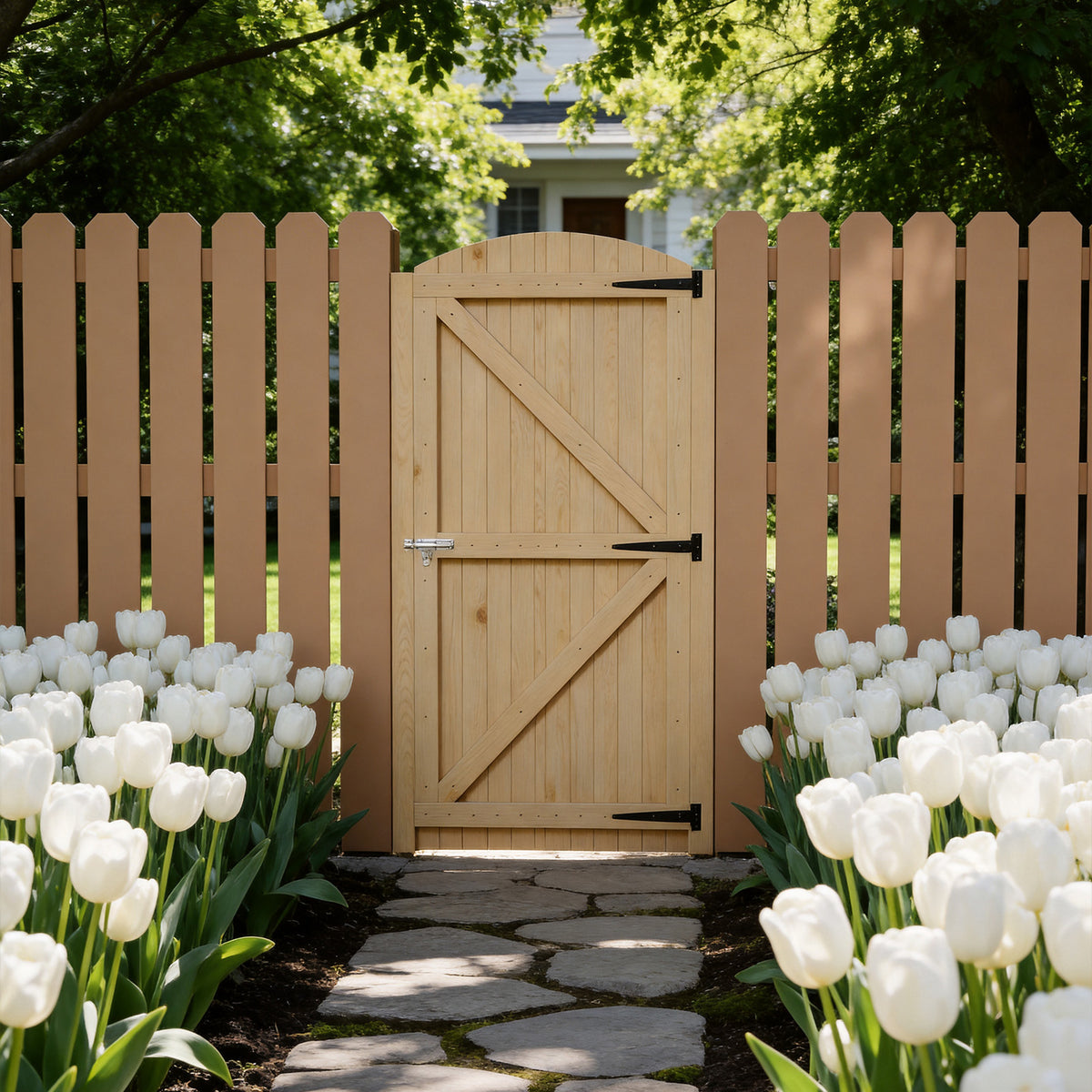 83cm W Arch Top Heavy-Duty Garden Gate with Latch