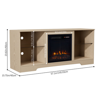 TV Stand Electric Fireplace Adjustable Flame with Remote Control