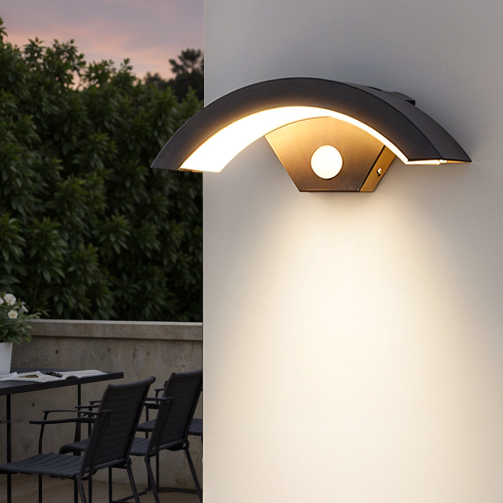 Modern Black LED Curved Induction Wall Light for Outdoor