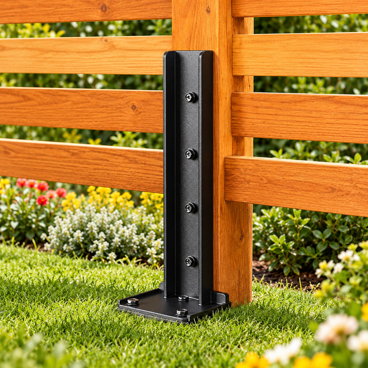 2/4 Pack Black Metal Garden Fence Repair Brackets for Single and Double Sided Use