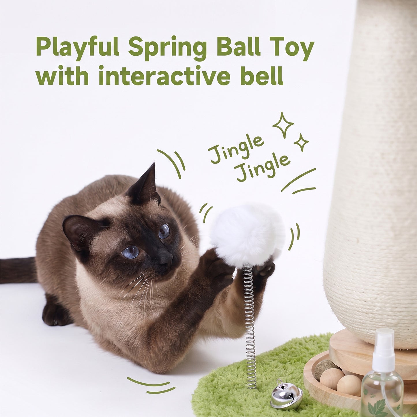 Red Mushroom Cat Scratching Post with Turntable Toy