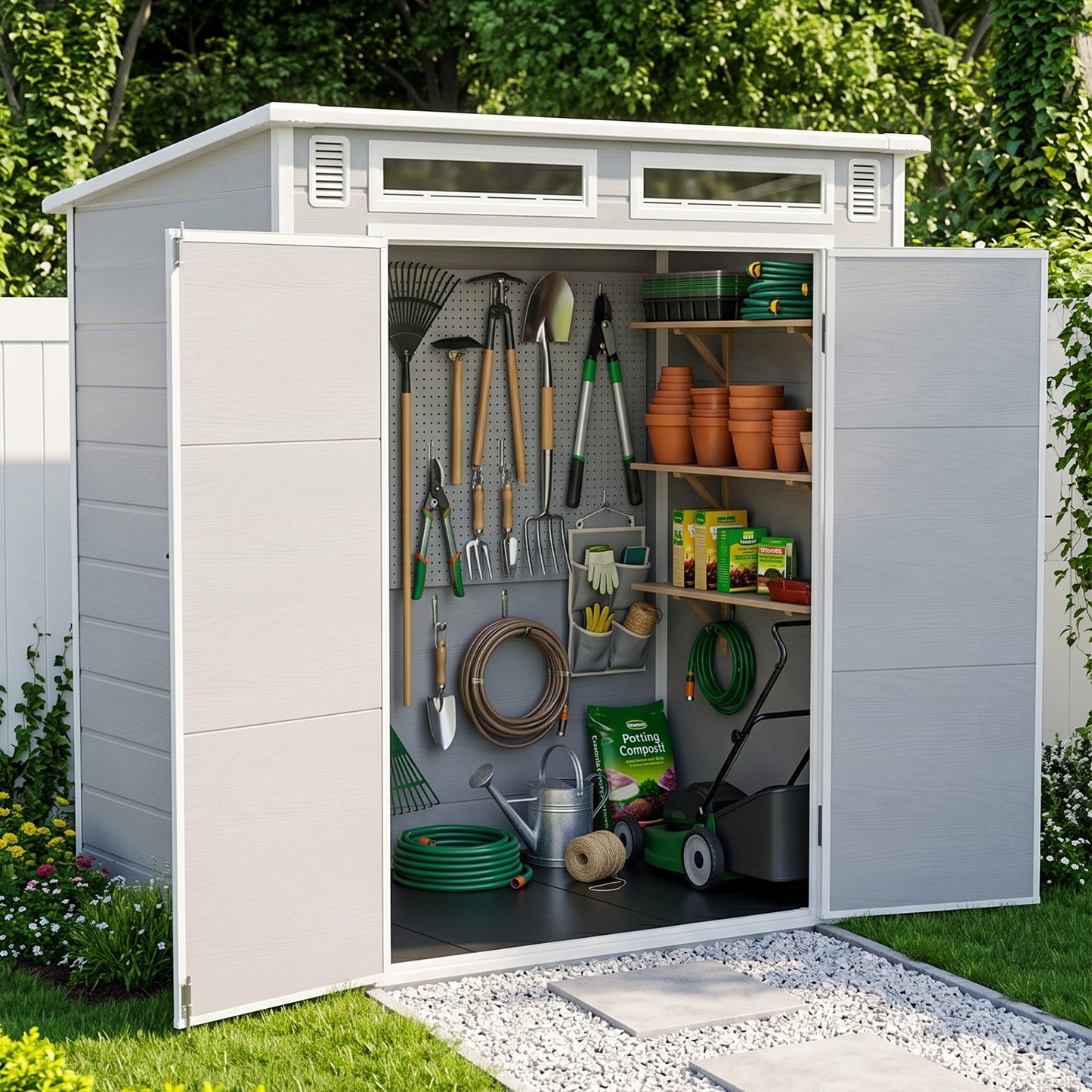 6 x 4FT Outdoor Garden Pent Roof Tool Storage Shed