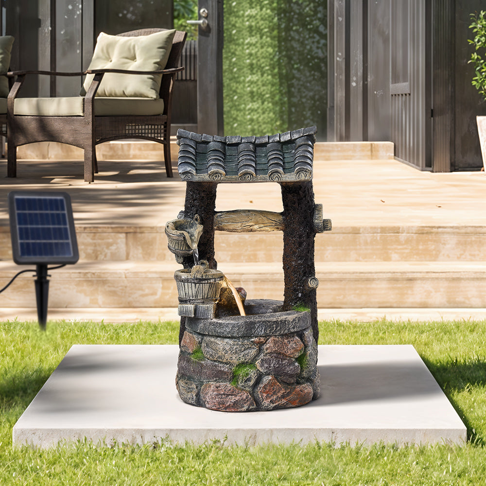 Solar Garden Water Fountain with Cascading Water Feature