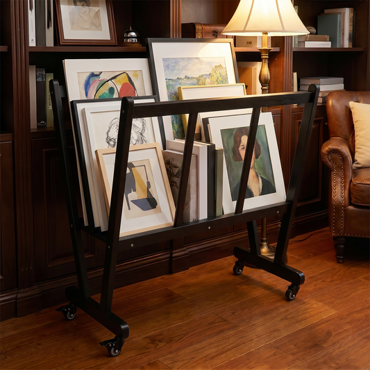 Wooden Canvas Print Storage Rack with Castors