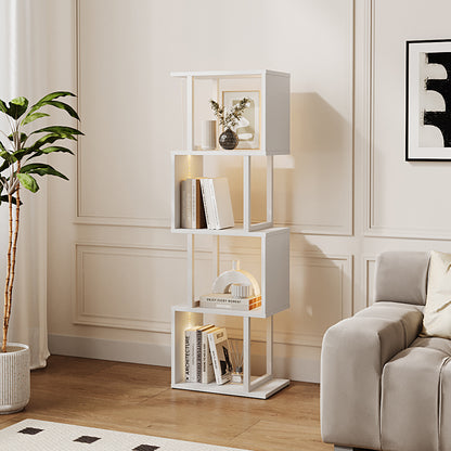 S-shaped Geometric Storage Rack with LED Lights