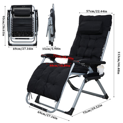Zero Gravity Foldable Lounge Chair with Headrest & Cup Holder