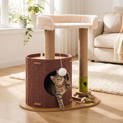 Cat Tree with Scratching Posts and Toy