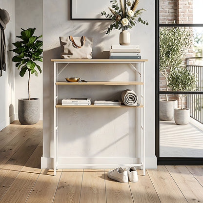 3-Tier Wood-Grain Narrow Console Table
