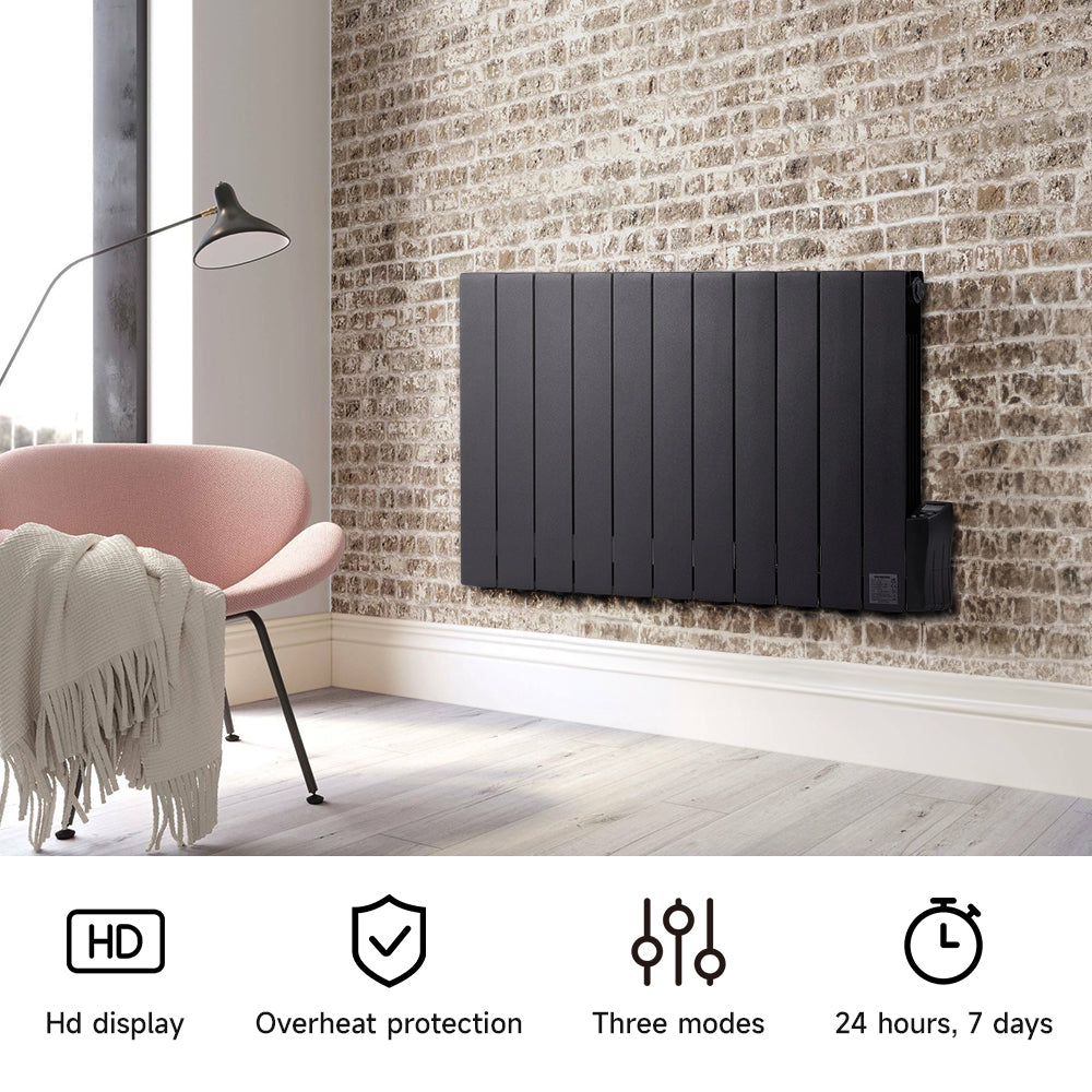 Black 900W Electric Oil Filled Radiator Space Heater with LED Screen