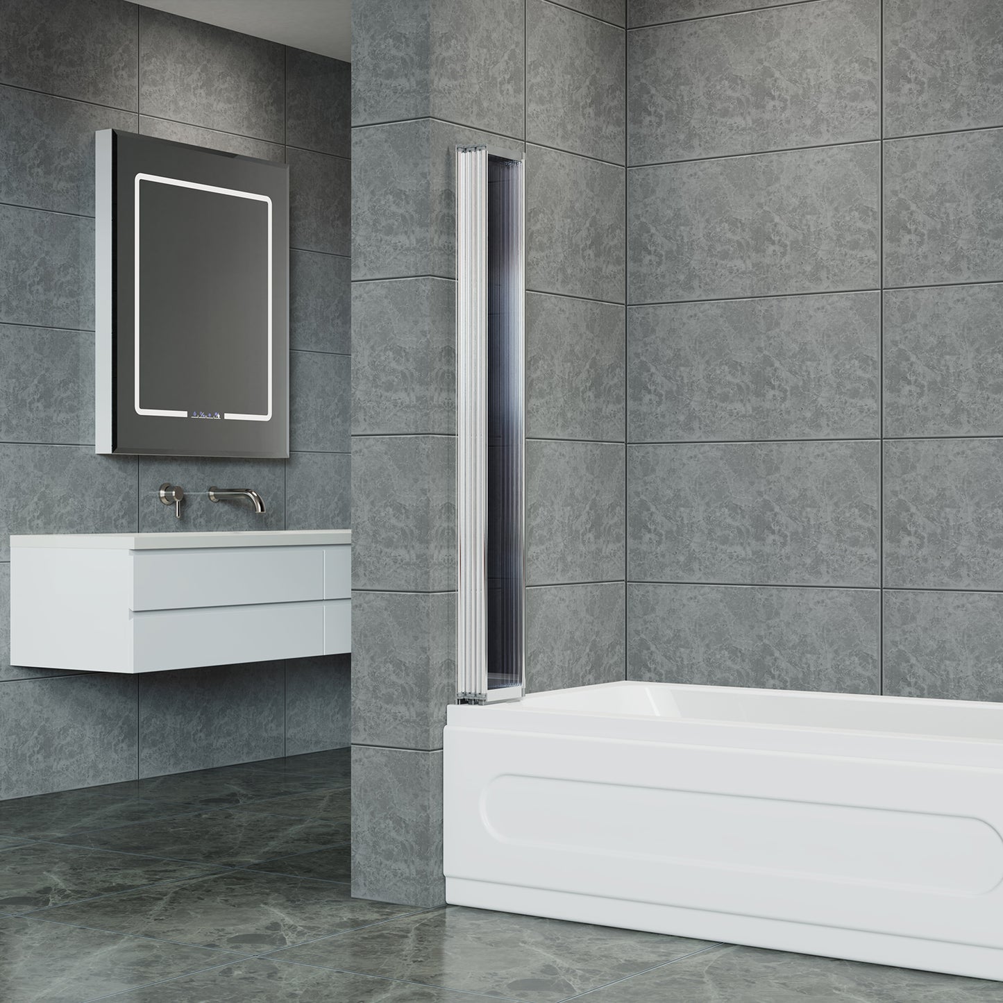 Bath Shower Screen with 5 Folding Panels