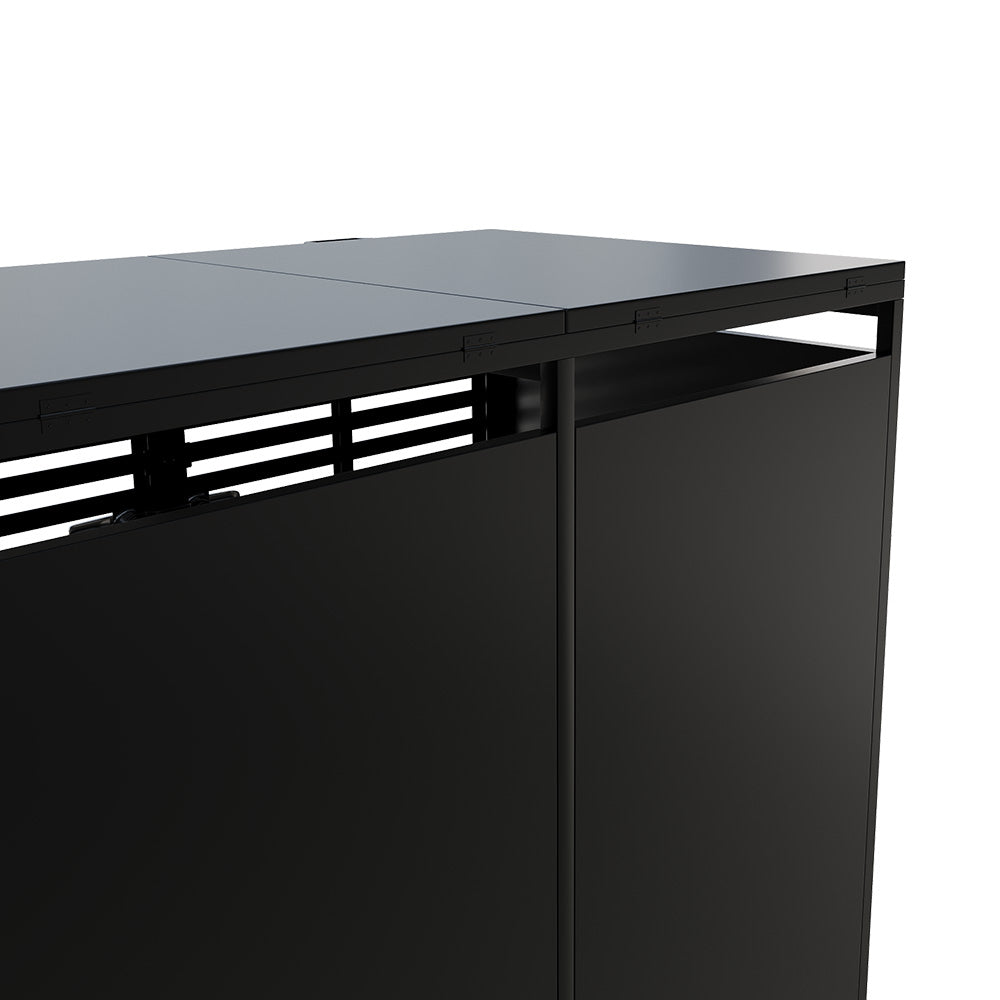 2-Bin Metal Wheelie Bin Storage Shed with Lockable Doors