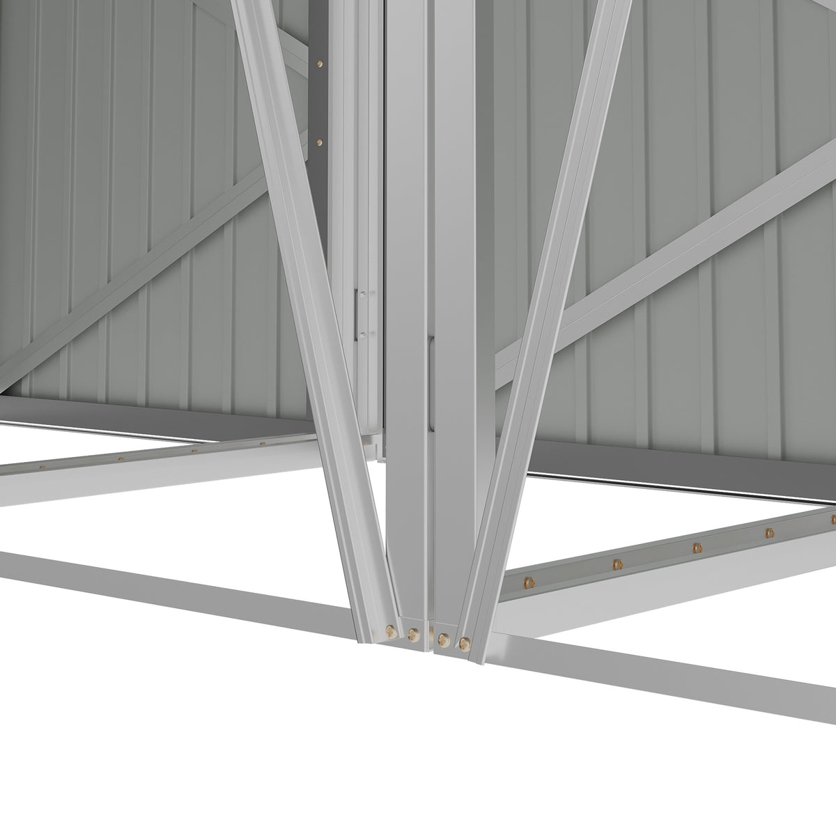 Grey Metal Outdoor Garbage Bin Shed For 3 Trash Bin