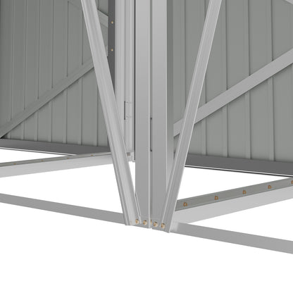 Grey Metal Outdoor Garbage Bin Shed For 3 Trash Bin